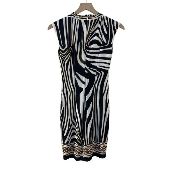 Vintage Cache Animal Print Zebra Dress Black & White Jersey 0 Safari Vacation - Picture 2 of 7